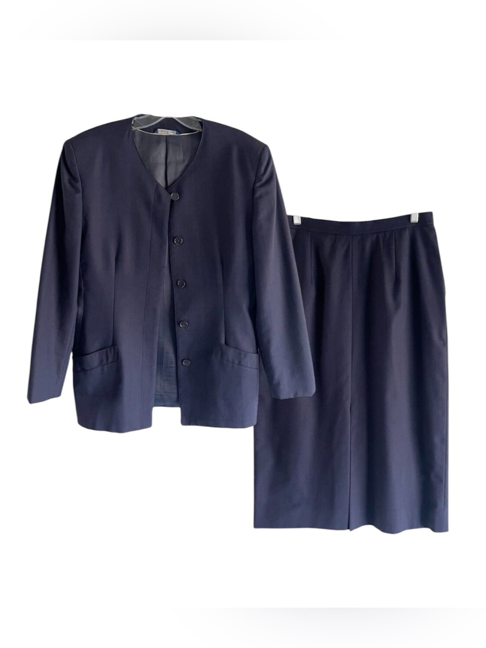 Austin Reed Navy Wool Maxi Skirt Blazer Set Womens Size 14 Long Sleeve Pockets